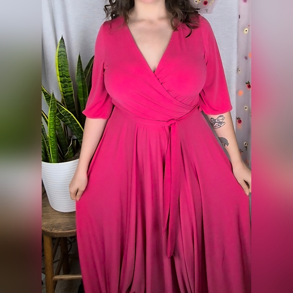Kiki LaRue Archibald Pink Maxi Dress Wrap Style Maternity Friendly NWT Small